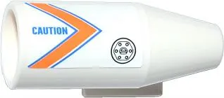 Engine, Smooth Large, 2 x 2 Thin Top Plate with Orange and Blue V-Shaped Stripes, 'CAUTION' and Filler Cap Pattern Model Left Side (Sticker) - Set 60013