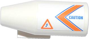 Engine, Smooth Large, 2 x 2 Thin Top Plate with Orange and Blue V-Shaped Stripes, 'CAUTION' and Danger Sign Pattern Model Right (Sticker) - Set 60013