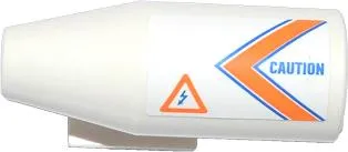 Engine, Smooth Large, 2 x 2 Thin Top Plate with Orange and Blue V-Shaped Stripes, 'CAUTION' and Danger Sign Pattern Model Right (Sticker) - Set 60013