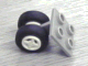Plate, Modified 2 x 2 Thin with Dual Wheels Holder - Split Pins with White Wheels and Black Tires (4870 / 4624 / 3139)
