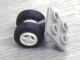 Plate, Modified 2 x 2 Thin with Dual Wheels Holder - Split Pins with White Wheels and Black Tires (4870 / 4624 / 3139)