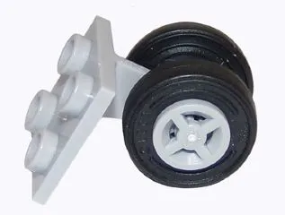 Plate, Modified 2 x 2 Thin with Dual Wheels Holder - Split Pins with Light Bluish Gray Wheels and Black Tires (4870 / 4624 / 59895)