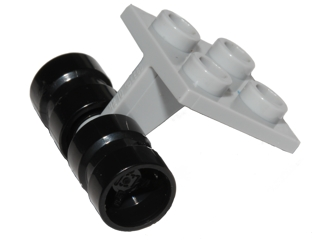 Plate, Modified 2 x 2 Thin with Dual Wheels Holder - Split Pins with Black Wheels 8mm D. x 9mm, Hole Notched for Wheels Holder Pin (4870 / 74967)