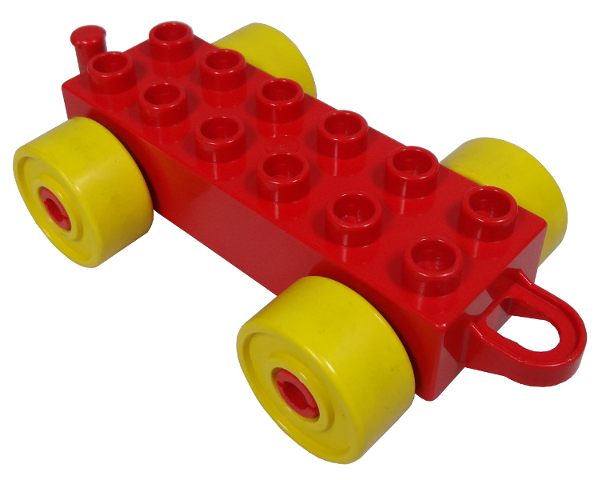 Duplo Car Base 2 x 6 with Closed Hitch End and Yellow Wheels