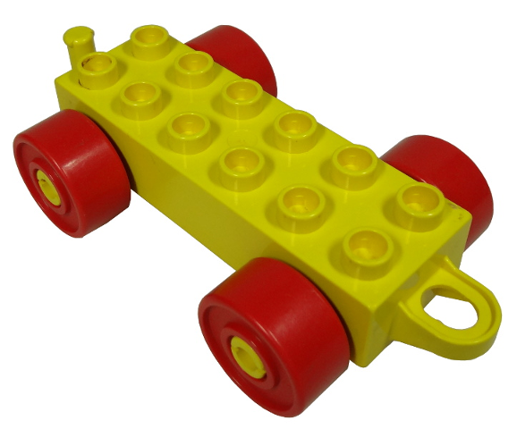 Duplo Car Base 2 x 6 with Closed Hitch End and Red Wheels