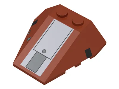 Wedge 4 x 4 Triple with Stud Notches with Dark Bluish Gray Rectangle and Dot on Light Bluish Gray Background Pattern (Boba Fett's Slave I - Mini Hull Plates)