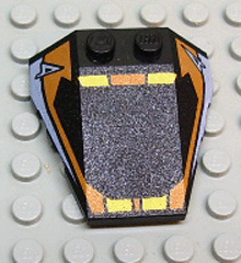 Wedge 4 x 4 Triple with Stud Notches with Orange Window Frame, Yellow Stripes, Light Blue 4 Pattern