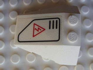 Wedge 4 x 4 Triple with Stud Notches with Red Electricity Danger Sign in Black Outline Pattern Model Right Side (Sticker) - Set 7713