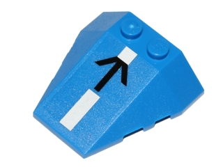 Wedge 4 x 4 Triple with Stud Notches with White Stripe and Black Arrow Pattern (Sticker) - Set 75002