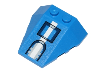 Wedge 4 x 4 Triple with Stud Notches with White Stripe and Rectangle Pattern (Sticker) - Set 75002