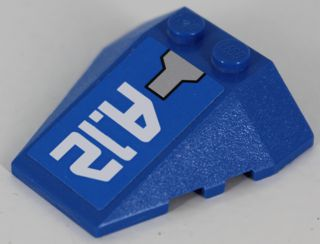 Wedge 4 x 4 Triple with Stud Notches with White 'A.12' Pattern (Sticker) - Set 8106