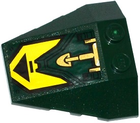 Wedge 4 x 4 Triple with Stud Notches with Black Triangle on Yellow Background and Gold Hydraulic Cylinder Pattern (Sticker) - Set 70735