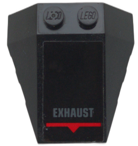 Wedge 4 x 4 Triple with Stud Notches with 'EXHAUST', Red Line and Triangle Pattern (Sticker) - Set 70923