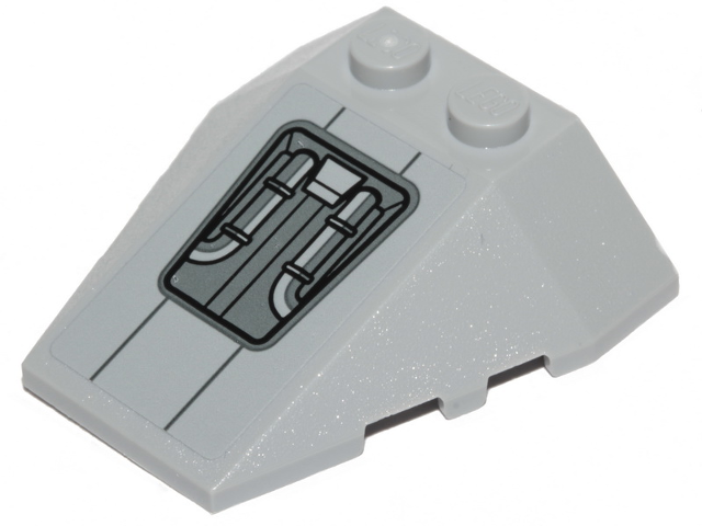 Wedge 4 x 4 Triple with Stud Notches with Pipes and Hull Plates Pattern (Sticker) - Set 75316