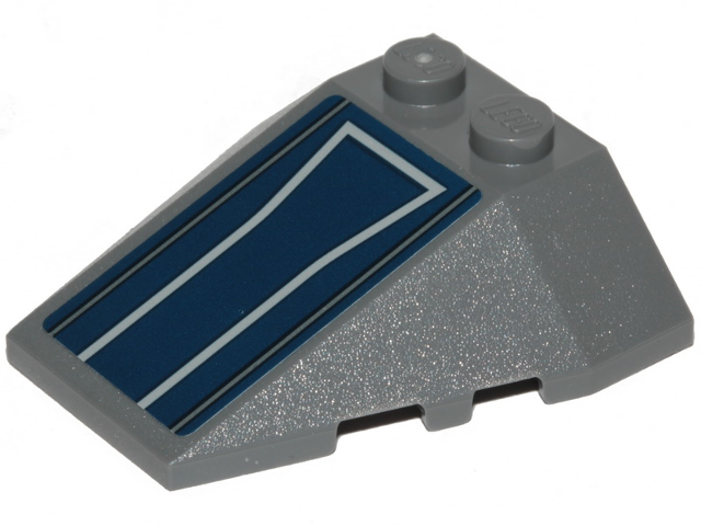 Wedge 4 x 4 Triple with Stud Notches with White Lines on Dark Blue Background Pattern (Sticker) - Set 75316