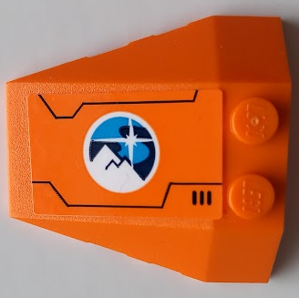 Wedge 4 x 4 Triple with Stud Notches with Dark Blue, Dark Azure and White Arctic Explorers Logo, Lines and Air Vent Pattern Model Right Side (Sticker) - Set 60196