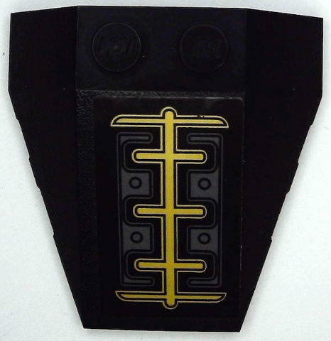 Wedge 4 x 4 Triple with Stud Notches with Gold Lines and Dark Bluish Gray Armor Plates Pattern (Sticker) - Set 71699