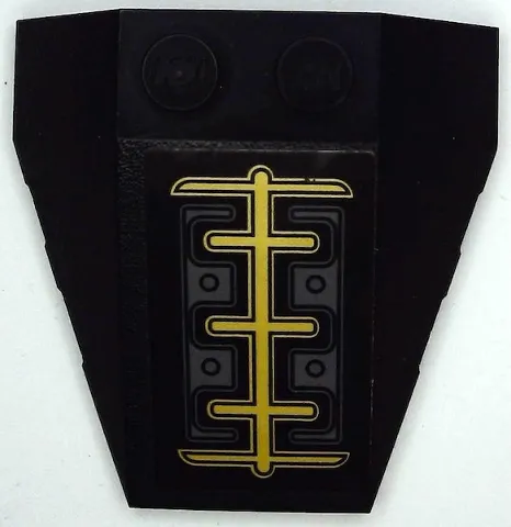 Wedge 4 x 4 Triple with Stud Notches with Gold Lines and Dark Bluish Gray Armor Plates Pattern (Sticker) - Set 71699
