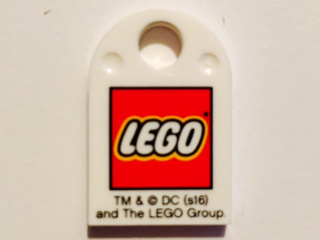 Tile, Modified 3 x 2 with Hole with LEGO Logo Small and 'TM & © DC (s16) and The LEGO Group.' Pattern