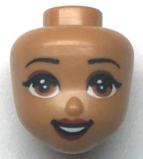 Mini Doll, Head Friends with Reddish Brown Eyes, Dark Red Lips and Open Mouth Pattern