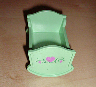 Duplo, Furniture Cradle (Belville Baby Crib) with 3 Dark Pink Hearts and Green Vine Pattern (Sticker) - Set 5860