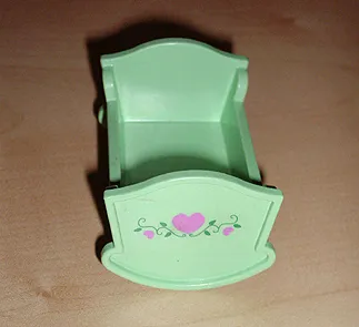 Duplo, Furniture Cradle (Belville Baby Crib) with 3 Dark Pink Hearts and Green Vine Pattern (Sticker) - Set 5860