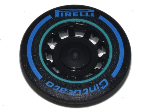 Wheel Cover 10 Spoke Recessed with Blue 'PIRELLI' and 'Cinturato' Logo, Dark Turquoise Circle Pattern