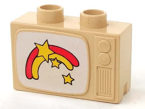 Duplo Utensil TV 1 x 2 1/2 x 1 1/3 with Rainbow and Stars Pattern