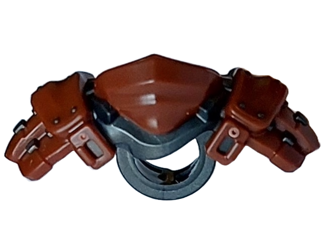 Minifigure Armor Shoulder Pads and Bandana with Molded Pearl Dark Gray Rivets and Scabbard for 2 Katanas Pattern