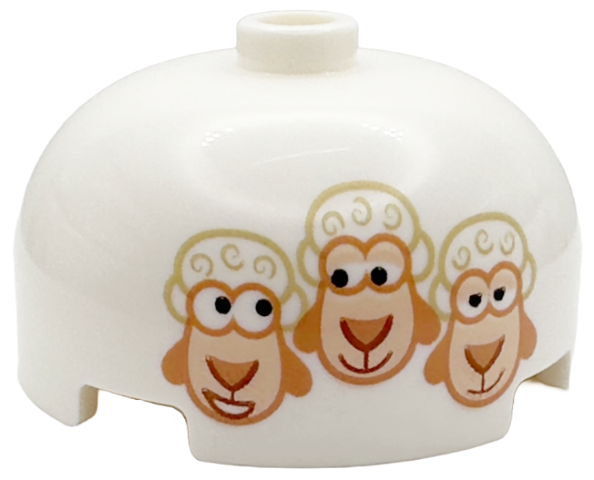 Brick, Round 3 x 3 x 1 1/3 Dome Top - Open Stud with 3 Sheep Pattern (Toy Story Billy, Goat, and Gruff)