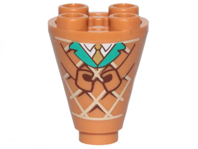 Cone 2 x 2 x 2 Inverted with Waffle, Arms, Turquoise Collar, White Shirt and Gold Tie Pattern