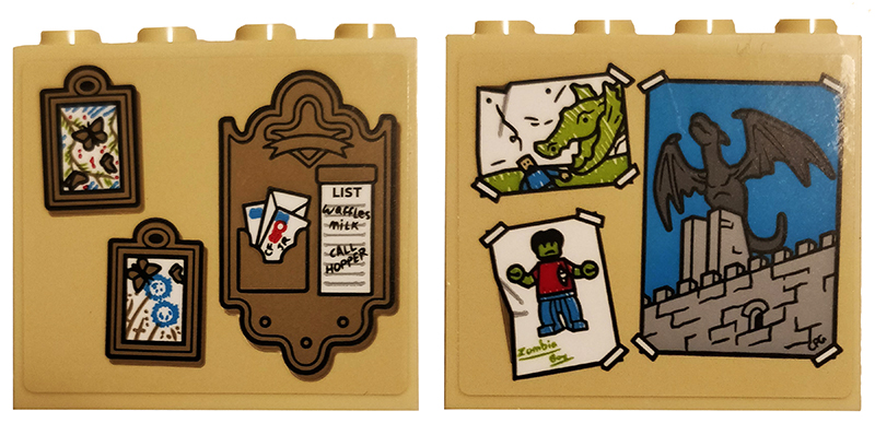 Brick 1 x 4 x 3 with Color Paintings, Letter Holder with List, Drawings of Dragons, Zombie and Castle Pattern on Both Sides (Stickers) - Set 75810