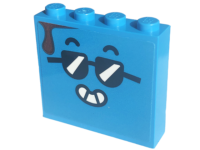 Brick 1 x 4 x 3 with Face with Sunglasses Pattern on Both Sides (Stickers) - Set 60253