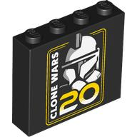 Brick 1 x 4 x 3 with Yellow '20' and White 'CLONE WARS' and Clone Trooper Helmet Pattern
