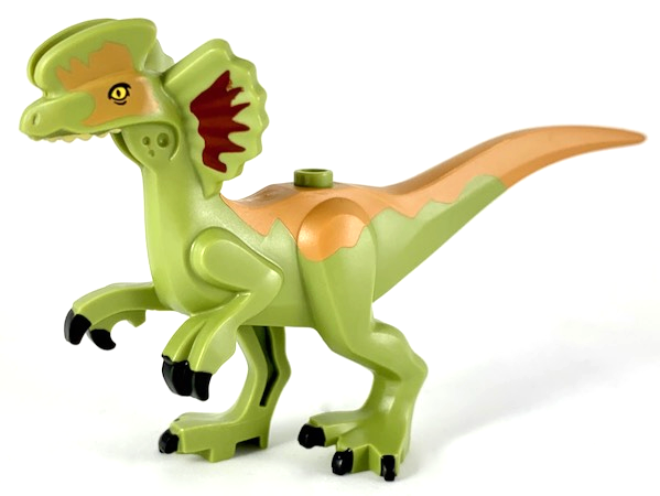 Dinosaur Body Dilophosaurus with Rubbery Tail, Dark Red and Medium Nougat Markings Pattern