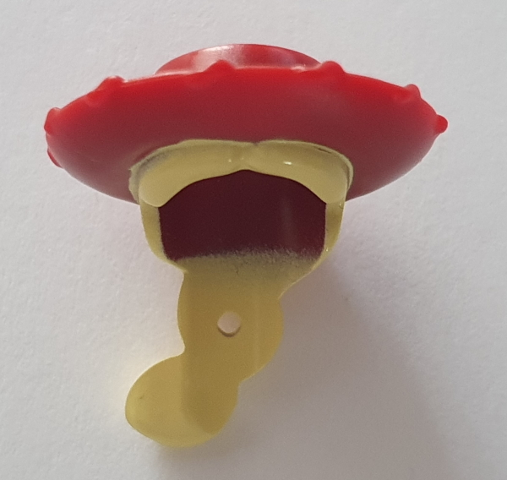 Minifigure, Hair Combo, Hat with Hair, Bright Light Yellow Long Braid with Hole for Pin on Back, Wide Cowboy Hat Pattern (BAM)