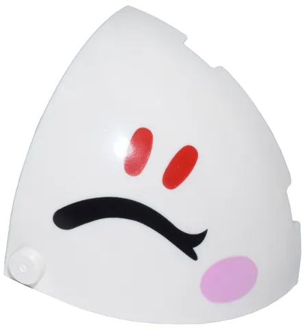 Brick, Round Corner 4 x 4 x 2 2/3 Dome Top with Black Closed Eyelid, Bright Pink Cheek Oval, and Red Eyelashes Pattern Model Left Side