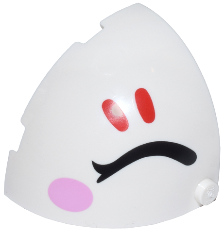 Brick, Round Corner 4 x 4 x 2 2/3 Dome Top with Black Closed Eyelid, Bright Pink Cheek Oval, and Red Eyelashes Pattern Model Right Side