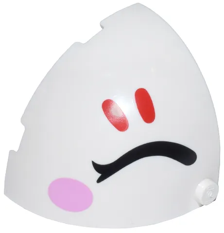 Brick, Round Corner 4 x 4 x 2 2/3 Dome Top with Black Closed Eyelid, Bright Pink Cheek Oval, and Red Eyelashes Pattern Model Right Side