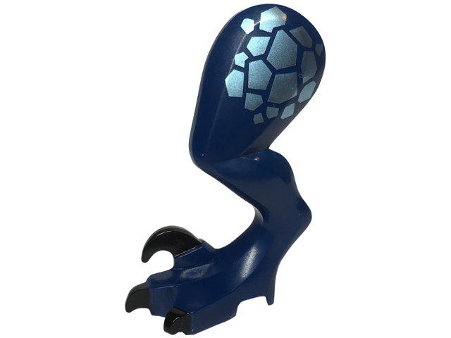 Dinosaur Leg Large (Rear) Raptor Left with Black Pin with Black Claws and Metallic Light Blue Scales Pattern