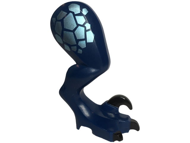 Dinosaur Leg Large (Rear) Raptor Right with Black Pin with Black Claws and Metallic Light Blue Scales Pattern