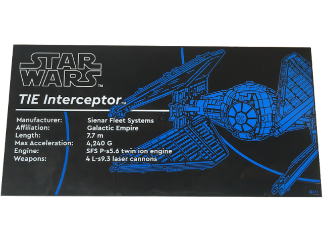 Tile 8 x 16 with Bottom Tubes, Polished Surface with Star Wars TIE Interceptor Pattern