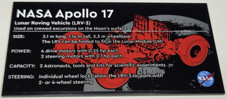 Tile 8 x 16 with Bottom Tubes, Polished Surface with NASA Apollo 17 Lunar Roving Vehicle (LRV-3) Pattern (Sticker) - Set 42182