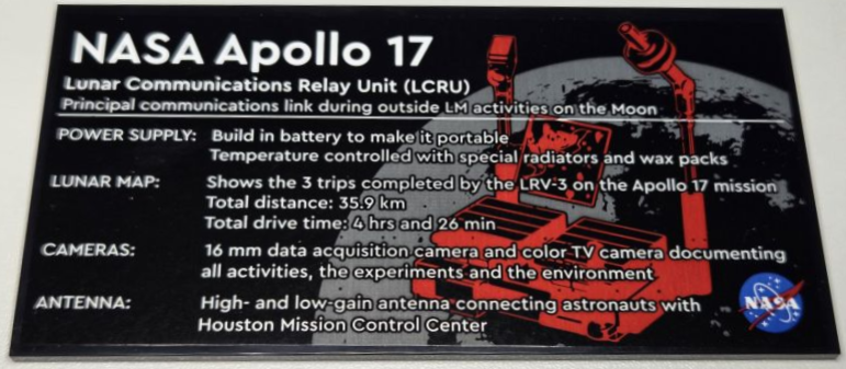 Tile 8 x 16 with Bottom Tubes, Polished Surface with NASA Apollo 17 Lunar Communications Relay Unit (LCRU) Pattern (Sticker) - Set 42182
