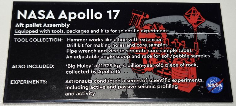 Tile 8 x 16 with Bottom Tubes, Polished Surface with NASA Apollo 17 Aft Pallet Assembly Pattern (Sticker) - Set 42182