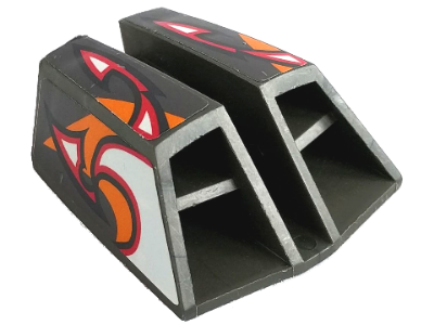 Technic Engine Air Scoop Double (RC Car) with Flame Pattern (Stickers) - Set 8676