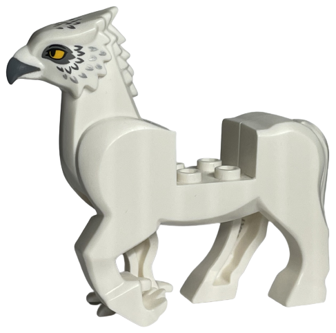 Hippogriff Body with Dark Bluish Gray Beak and Eye Patches, Silver Feathers and Bright Light Orange Eyes Pattern