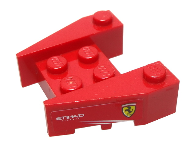 Wedge 3 1/2 x 4 with Stud Notches with Ferrari Logo and White 'ETIHAD AIRWAYS' on Red Background Pattern on Both Sides (Stickers) - Sets 8168 / 8185