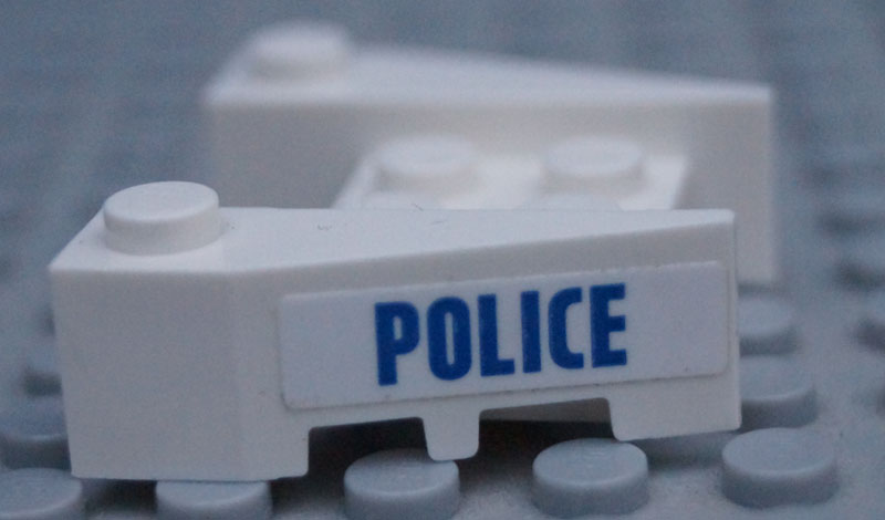 Wedge 3 1/2 x 4 with Stud Notches with Blue 'POLICE' Pattern on Both Sides (Stickers) - Set 60131