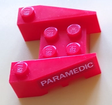 Wedge 3 1/2 x 4 with Stud Notches with White 'PARAMEDIC' Pattern on Both Sides (Stickers) - Set 60204